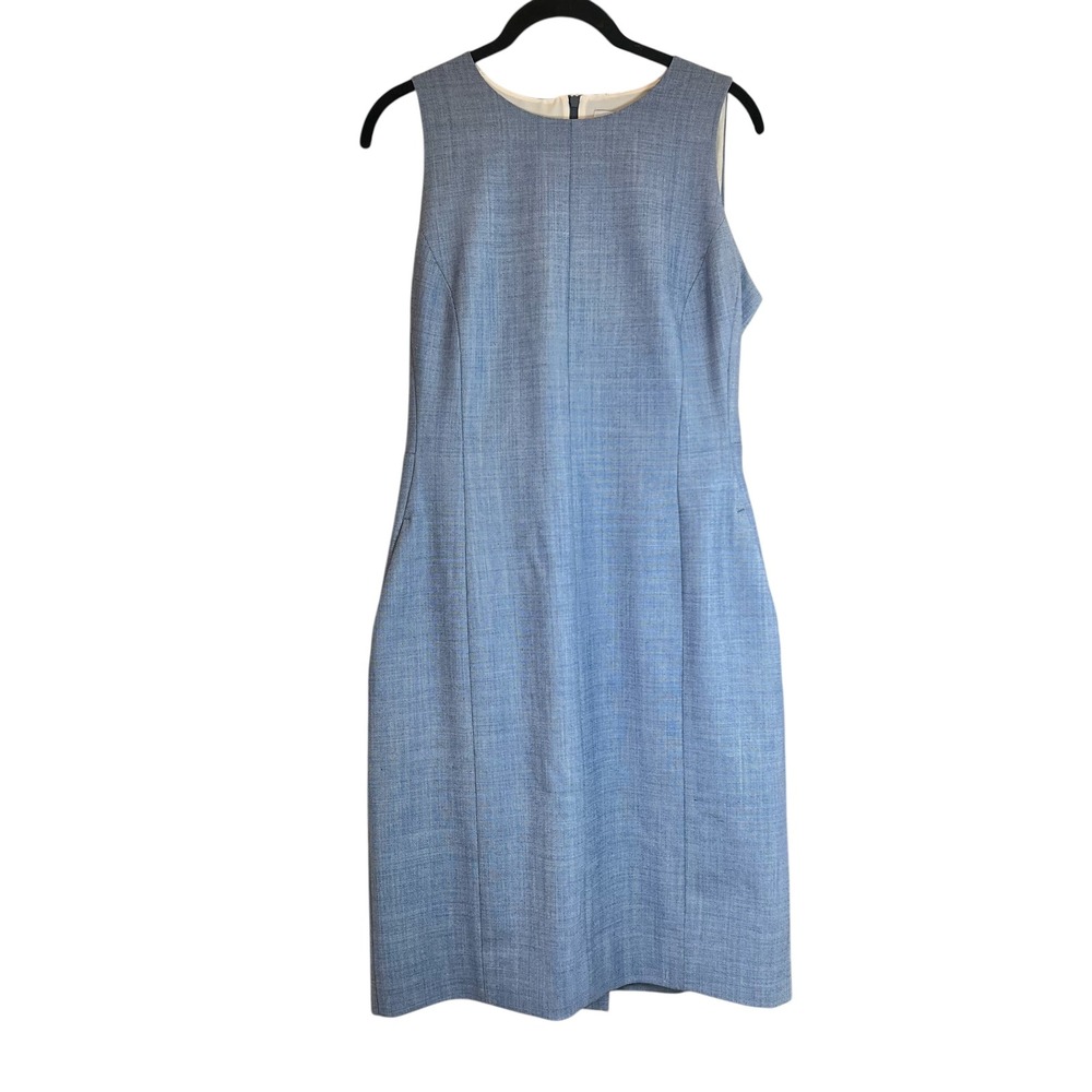 M.M.LaFleur‎ Light Blue Virgin Wool Blend Sleeveless Sheath Dress Size 8